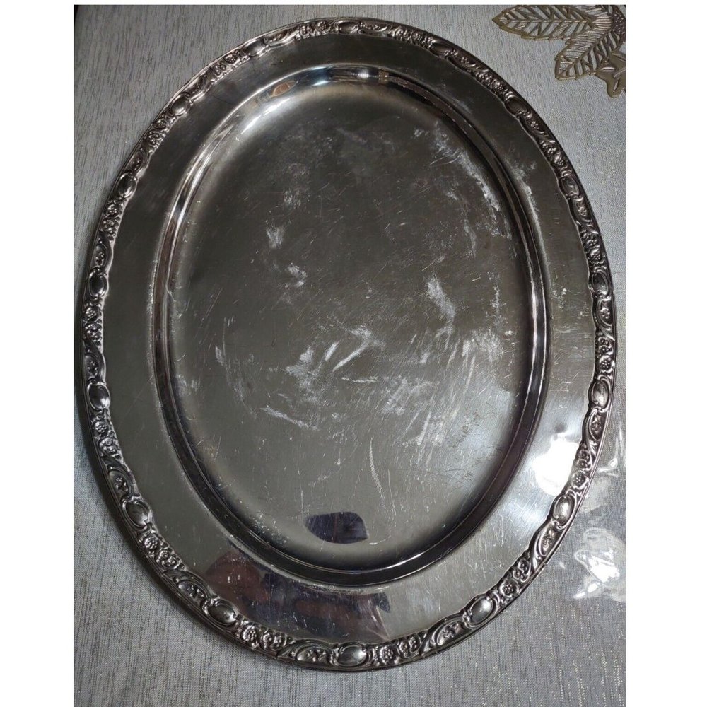 WM Rogers & Son Victorian Rose Oval Serving Platter
